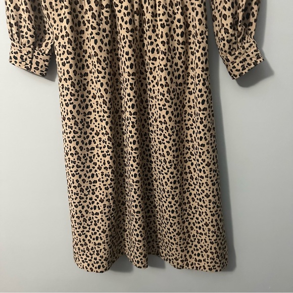 J.Crew Leopard Print Midi Dress Size 00 V-Neck Long Sleeve Quiet Luxury NWT - Picture 12 of 16